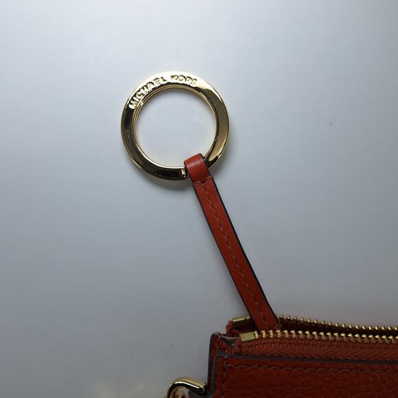 Michael Kors Jet Set Orange Pebble Leather Coin Purse Pouch Wallet Wristlet - Picture 11 of 14